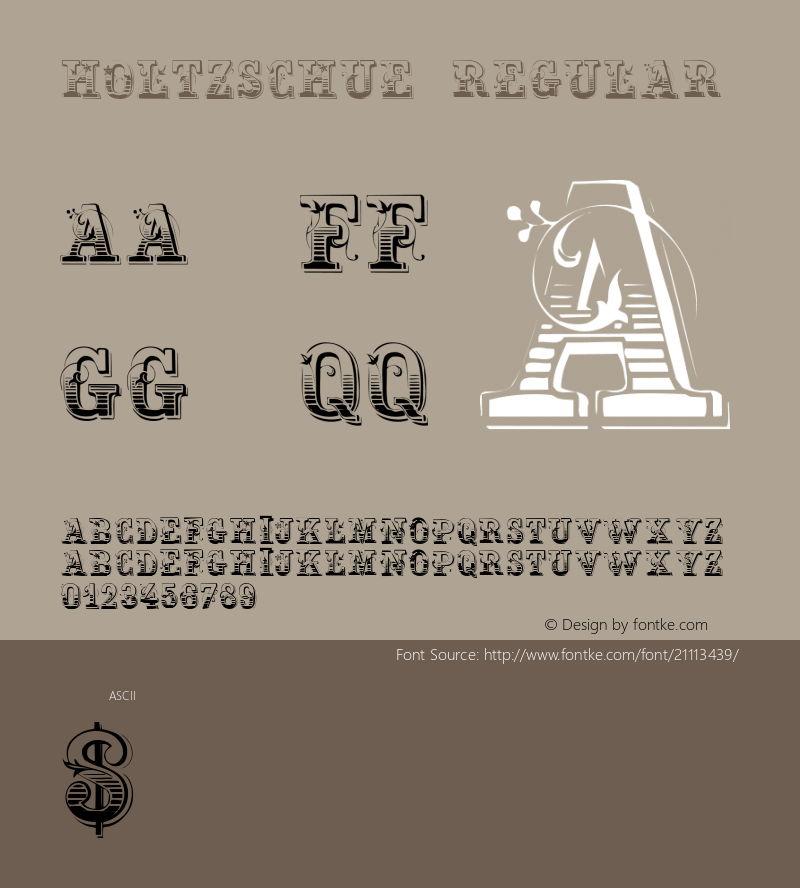 Holtzschue Regular 1.25 Font Sample