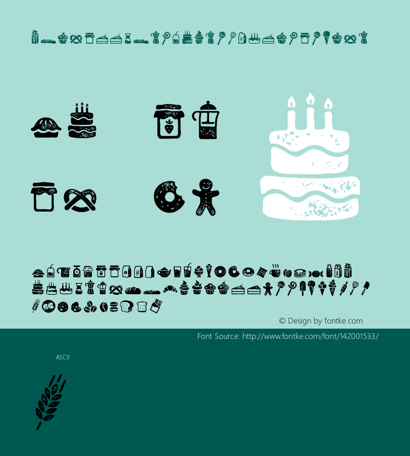 Zing Goodies Bakery Icons Grunge Version 1.000 Font Sample