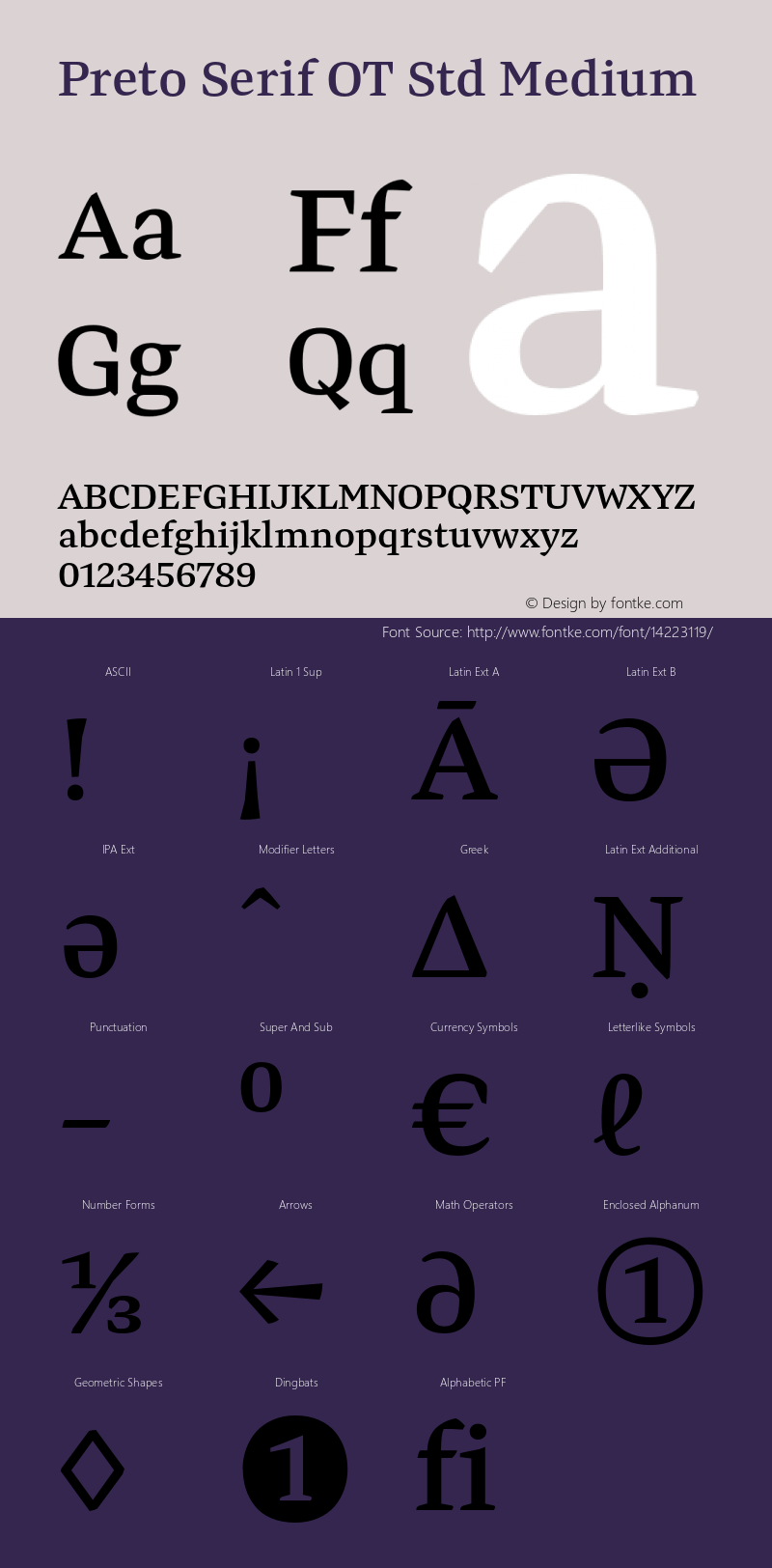 Preto Serif OT Std Medium Version Preto Serif OT Std 1.0; Font Sample