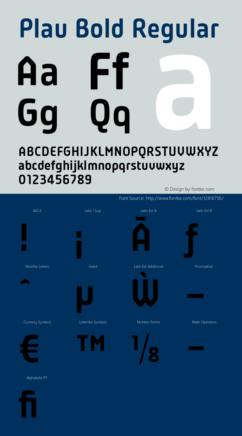 Plau Bold Regular Version 2.001;PS 002.001;hotconv 1.0.70;makeotf.lib2.5.58329 Font Sample