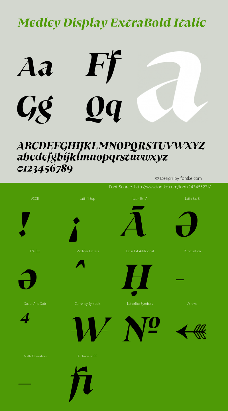 Medley Display ExtraBold Italic Version 1.000 | web-ttf图片样张