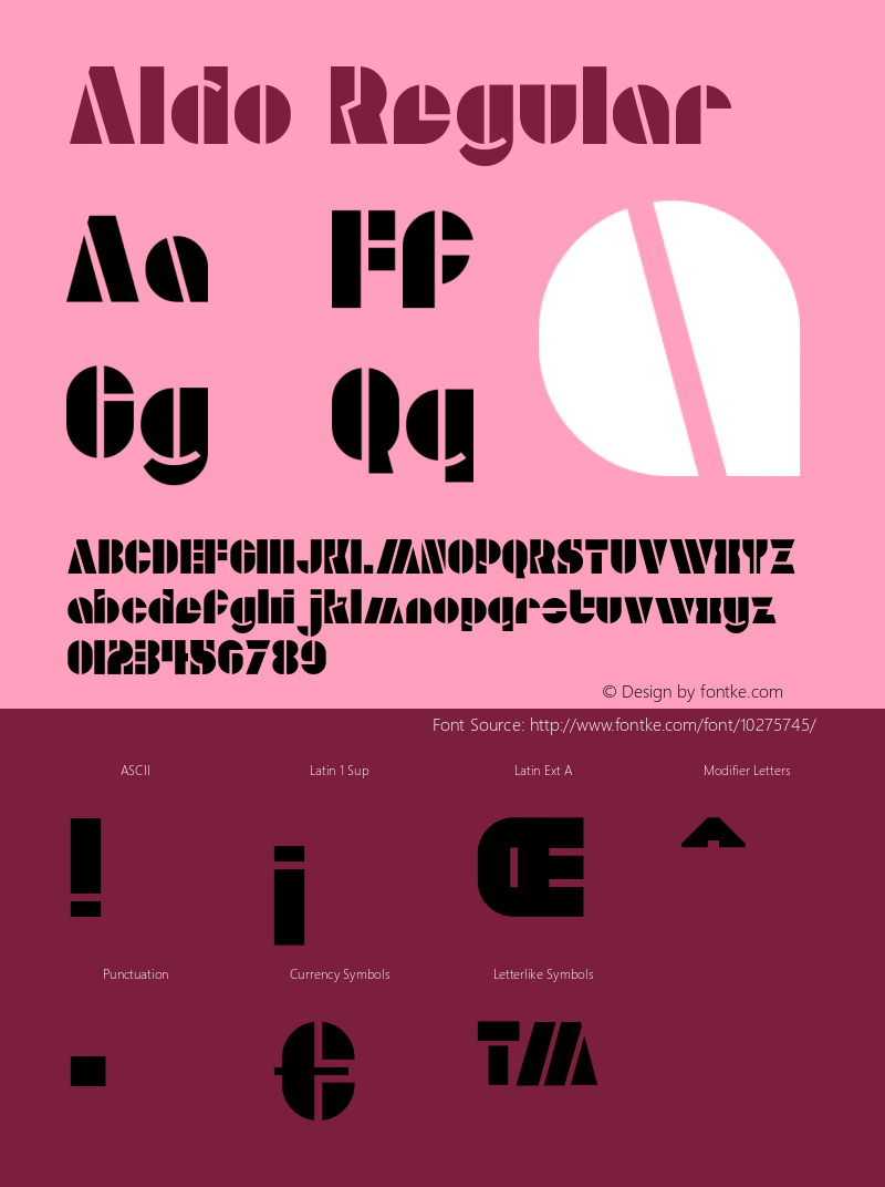 Aldo Regular Version 1.000;PS 001.000;hotconv 1.0.38 Font Sample