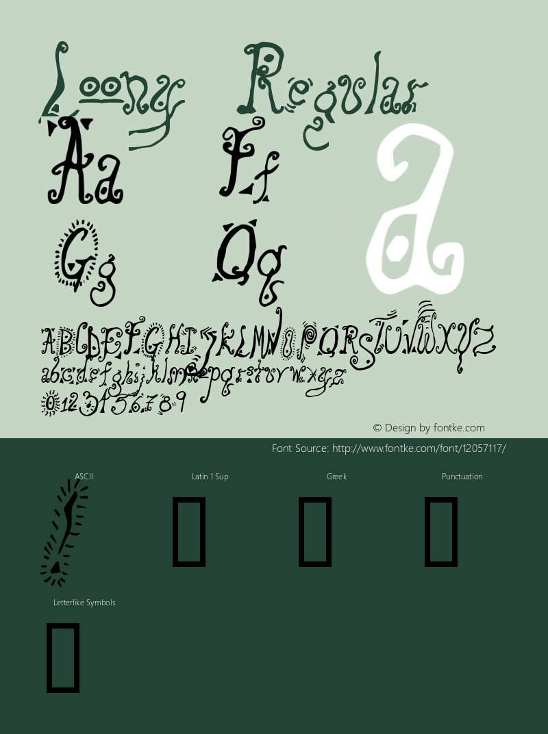 Loony Regular Altsys Fontographer 4.0.4 4/12/96 Font Sample