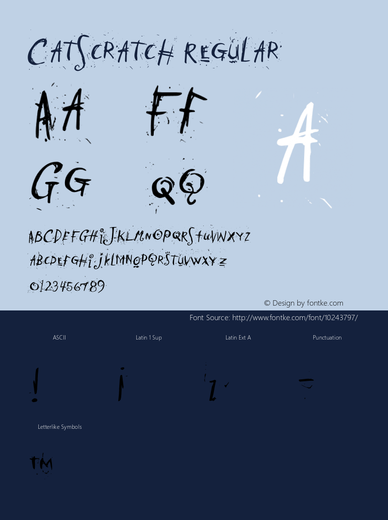 CatScratch Regular Macromedia Fontographer 4.1 20/05/2002 Font Sample