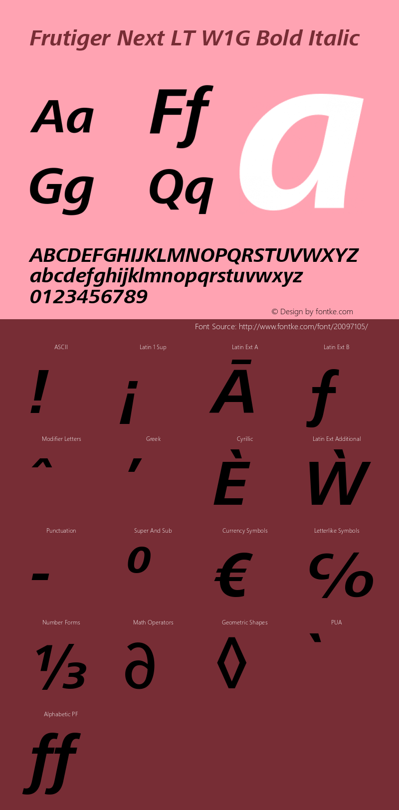 FrutigerNextLTW1G-BoldIta Version 1.00 Font Sample