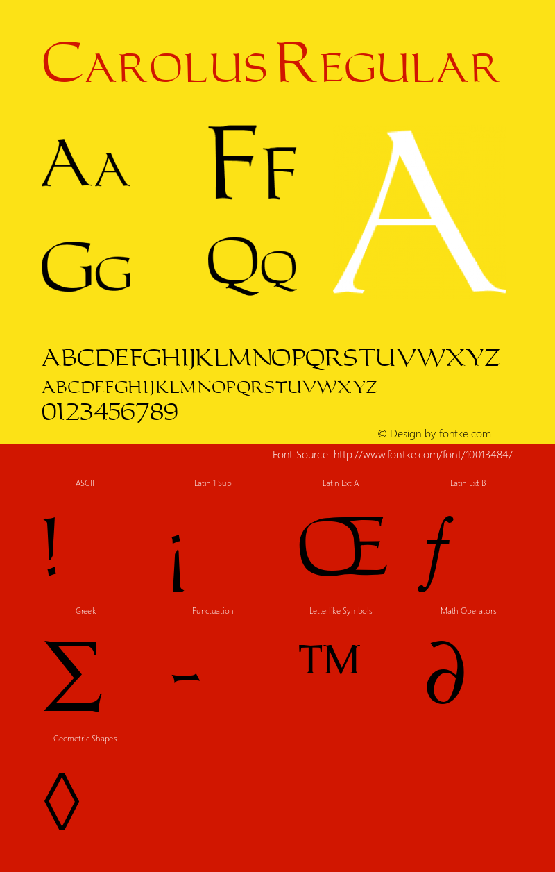 Carolus Regular Altsys Fontographer 3.5  3/16/92 Font Sample