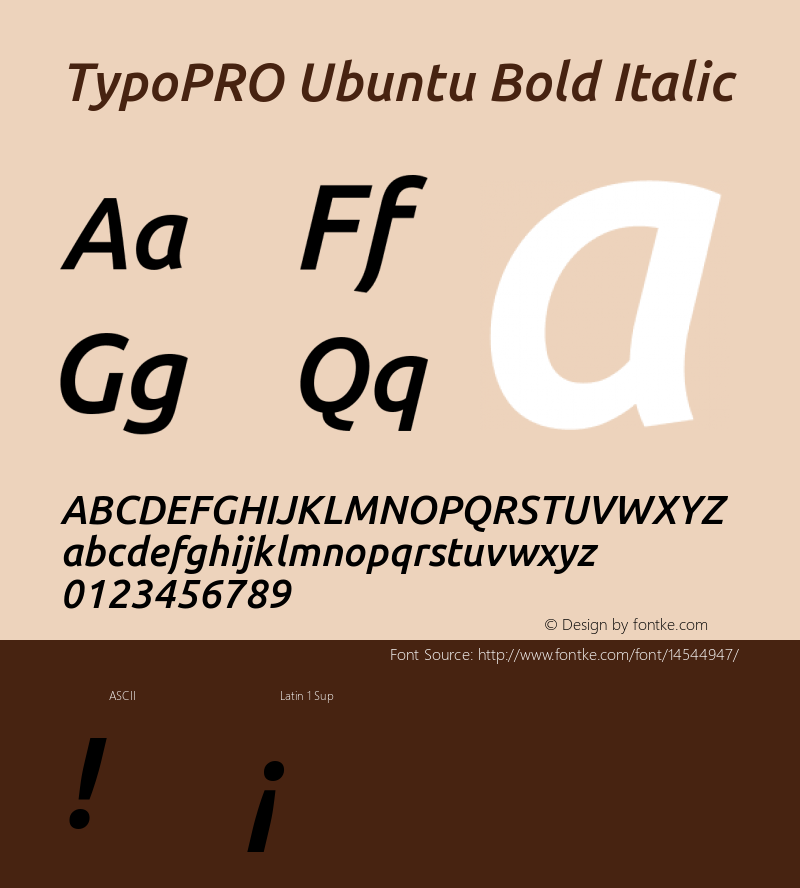 TypoPRO Ubuntu Bold Italic Version 0.80 Font Sample