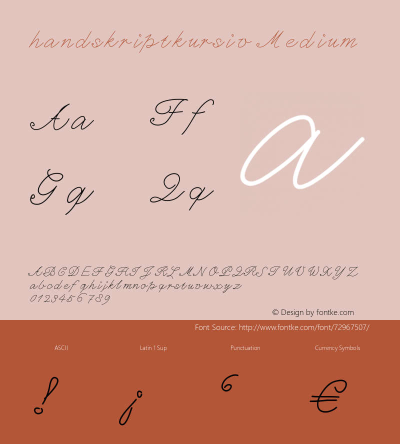 handskriptkursiv Version 001.000 Font Sample