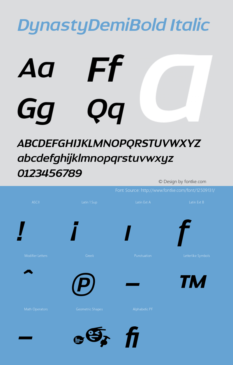 DynastyDemiBold Italic 001.000 Font Sample