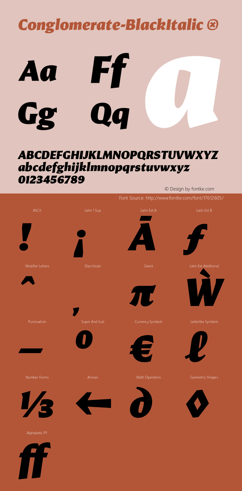 Conglomerate-BlackItalic ☞ Version 1.000;PS 1.0;hotconv 1.0.72;makeotf.lib2.5.5900;com.myfonts.easy.typetanic-fonts.conglomerate.black-italic.wfkit2.version.4xYE Font Sample