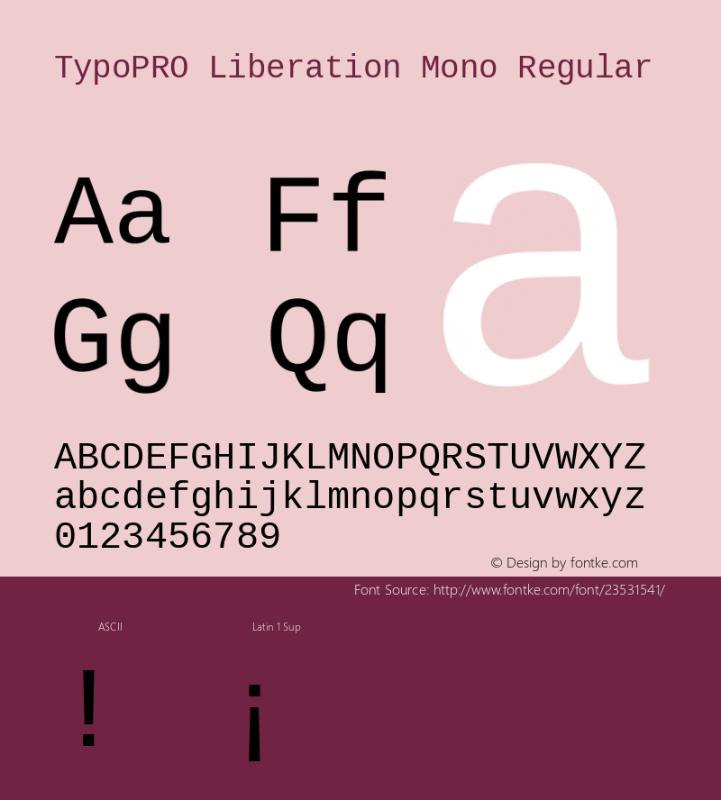 TypoPRO Liberation Mono Version 2.00.1 Font Sample