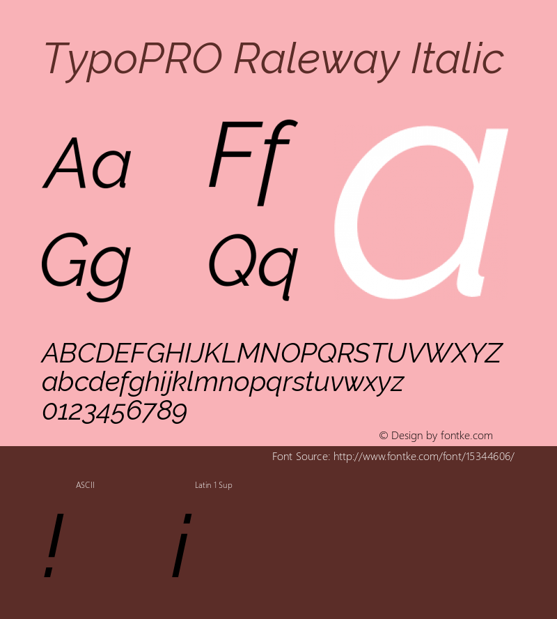 TypoPRO Raleway Italic Version 3.000; ttfautohint (v0.96) -l 8 -r 28 -G 28 -x 14 -w 