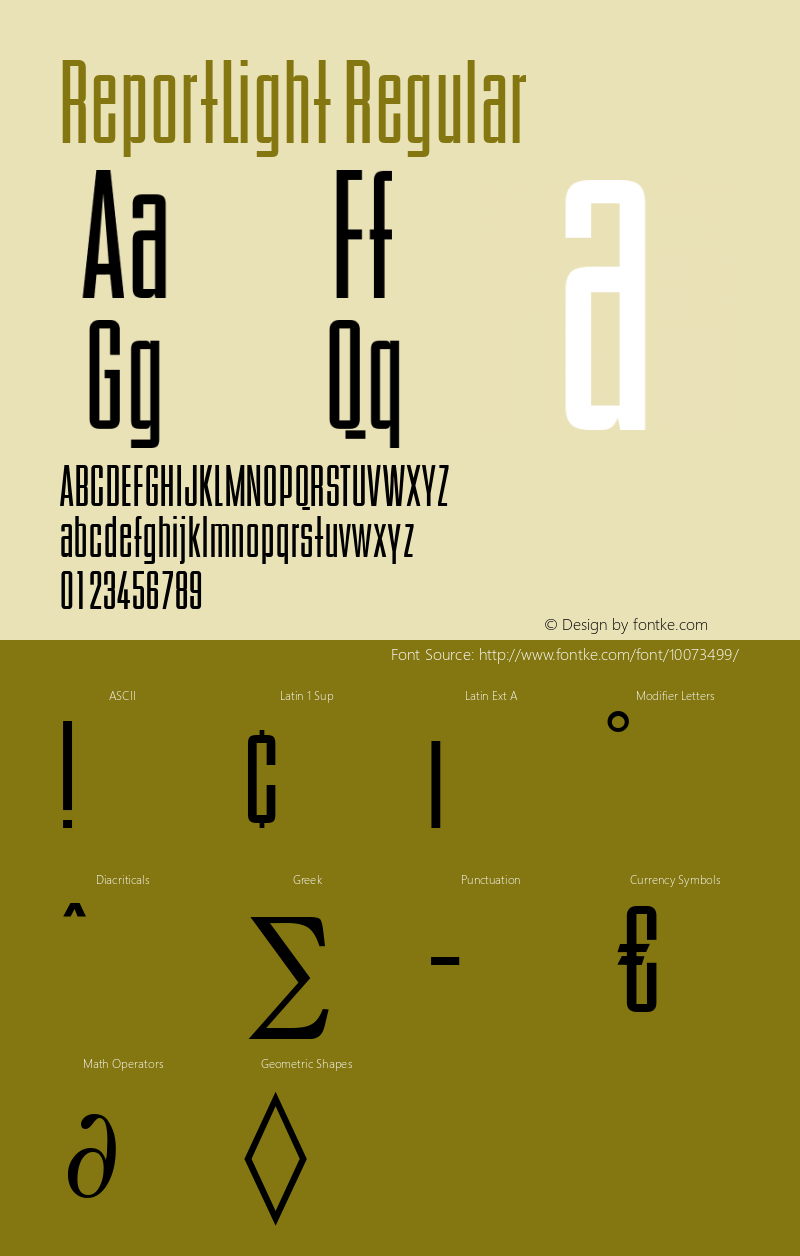 ReportLight Regular Brendel            :10.12.1994 Font Sample