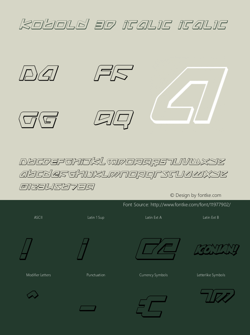 Kobold 3D Italic Italic 001.000 Font Sample