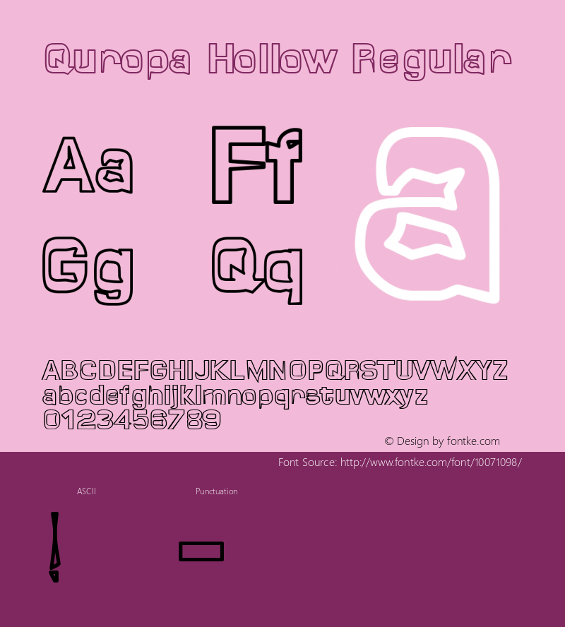 Quropa Hollow Regular 1.0 of this neat font beastie Font Sample