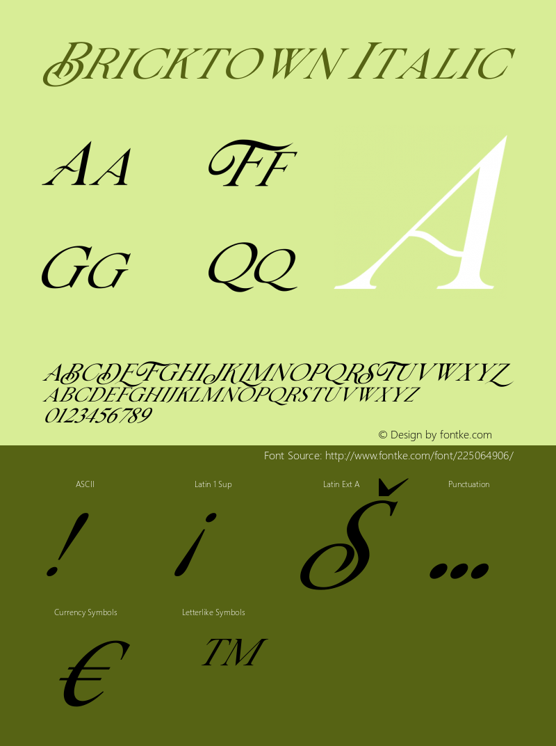 Bricktown Italic Version 1.00;October 31, 2020;FontCreator 12.0.0.2563 64-bit图片样张