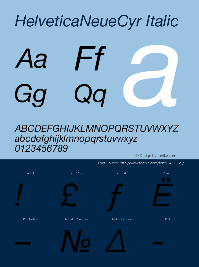 HelveticaNeueCyr-Italic 001.000 Font Sample