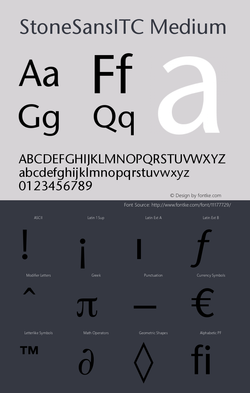 StoneSansITC Medium Version 005.000 Font Sample