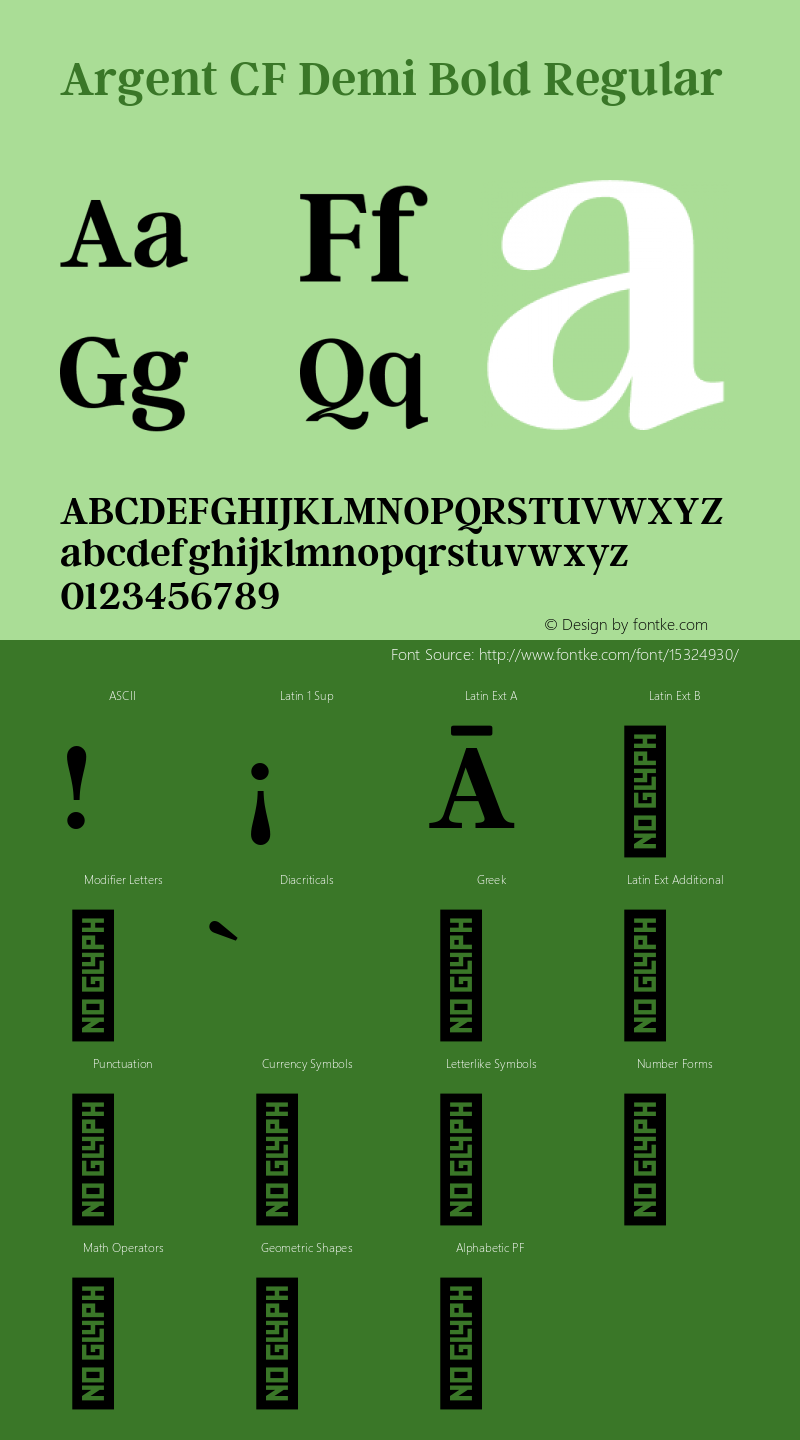 Argent CF Demi Bold Regular Version 1.000 Font Sample