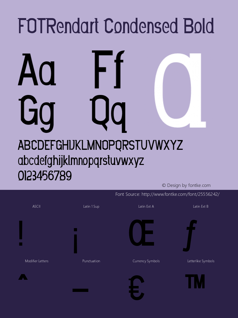 FOTRendart-CondensedBold Version 1.000 Font Sample