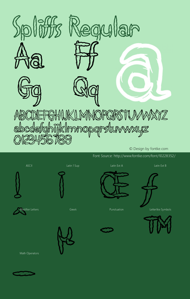 Spliffs Regular Macromedia Fontographer 4.1.5 8/25/04 Font Sample