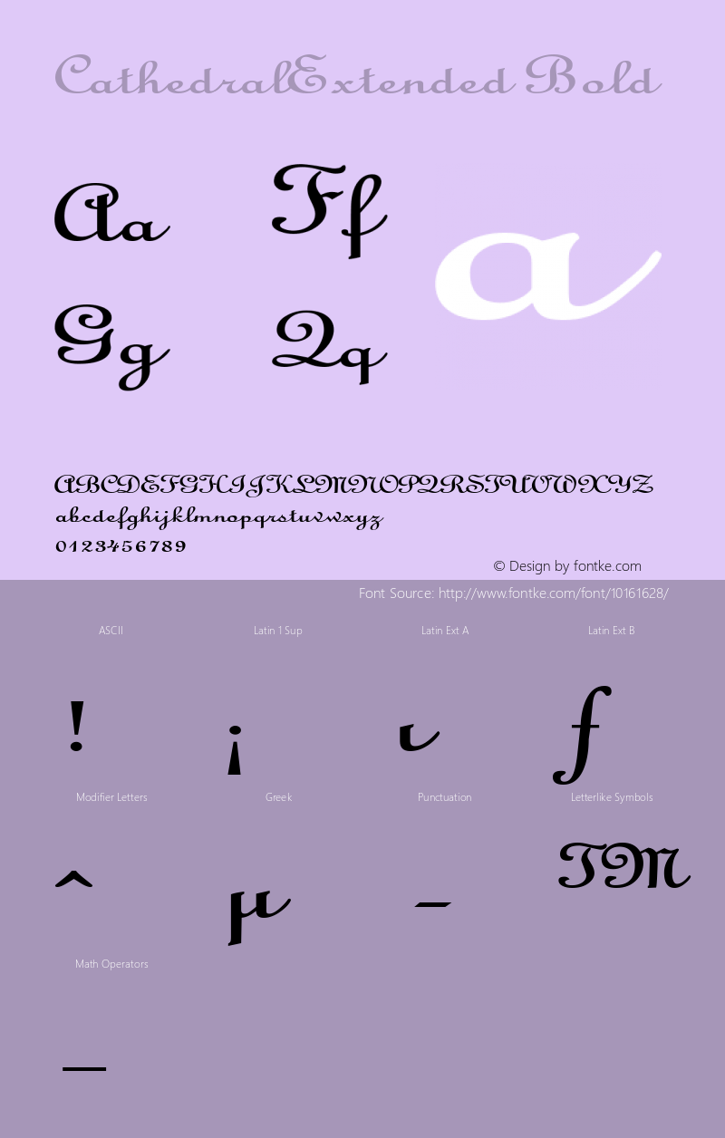 CathedralExtended Bold Altsys Fontographer 4.1 5/5/95 Font Sample