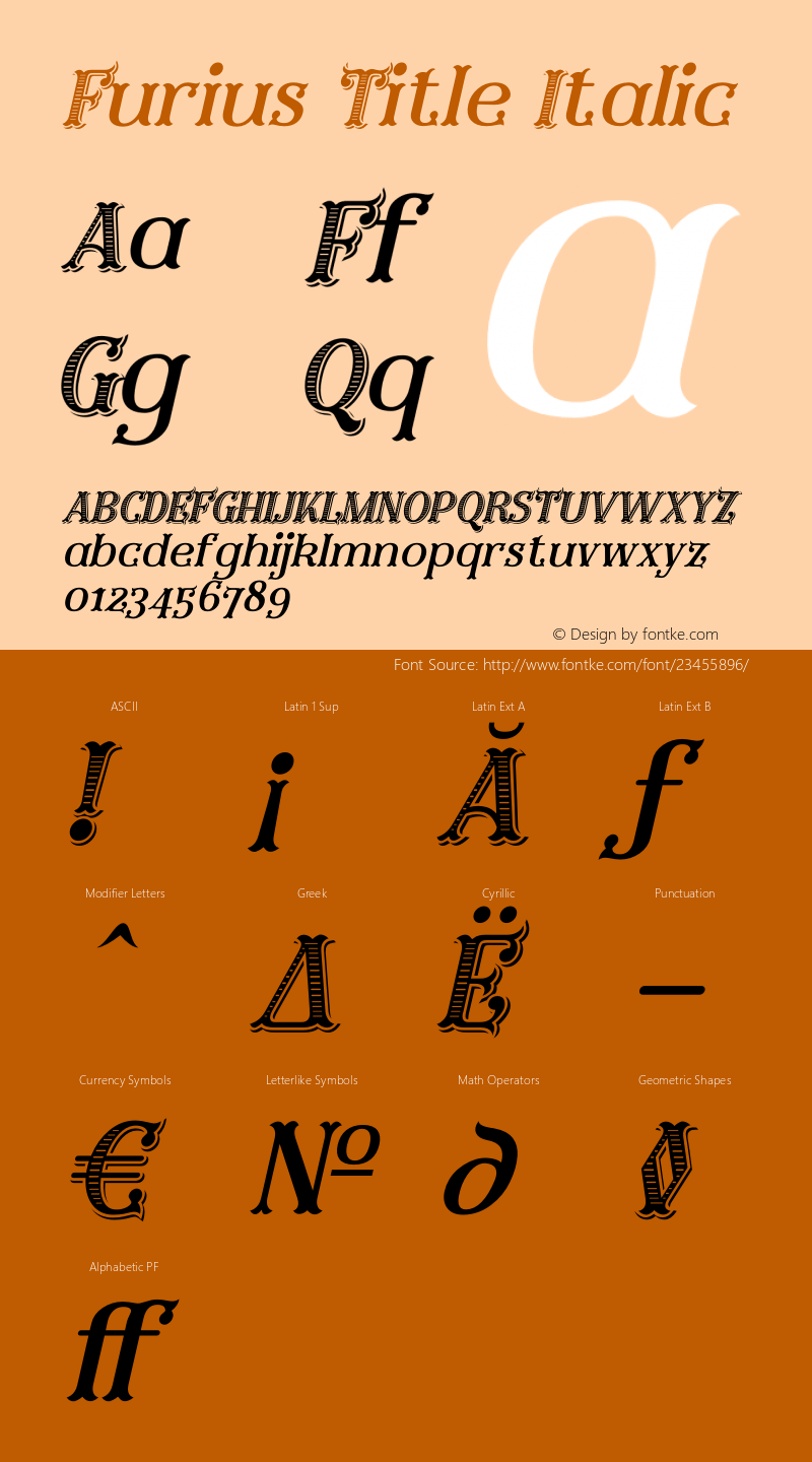 Furius-TitleItalic Version 1.00 March 21, 2015, initial release Font Sample