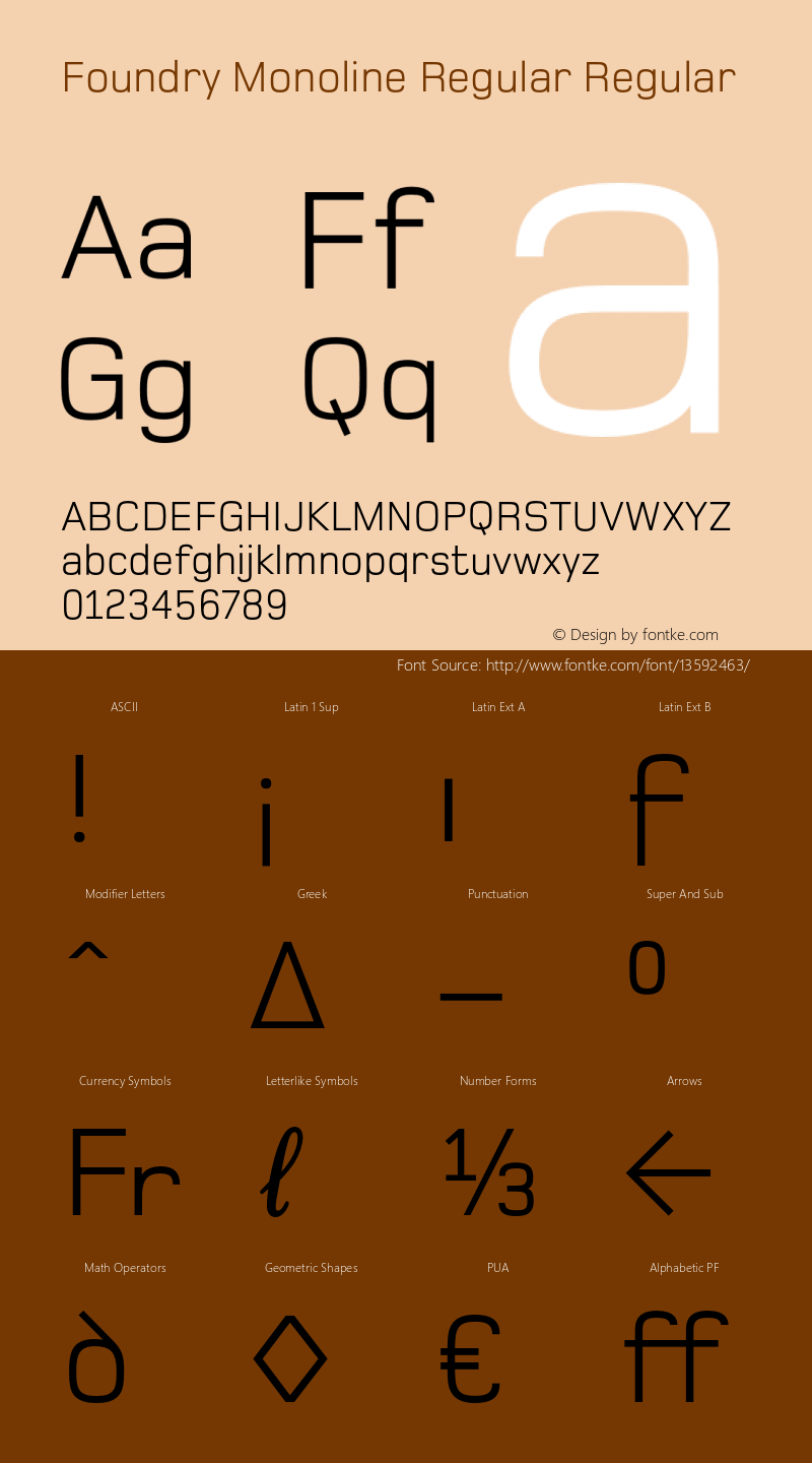 Foundry Monoline Regular Regular 1.000 Font Sample