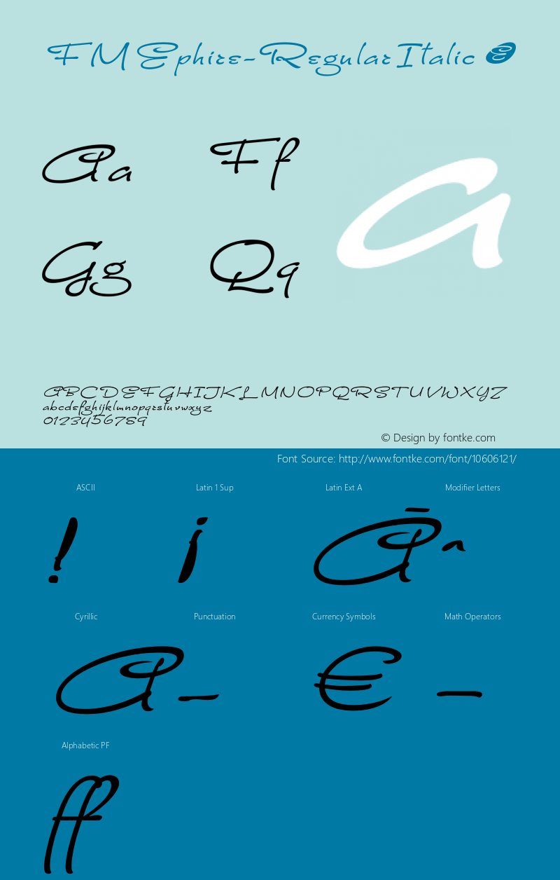 FMEphire-RegularItalic ☞ Version 2.005;com.myfonts.fontmaker.fm-ephire.italic.wfkit2.3V2o Font Sample