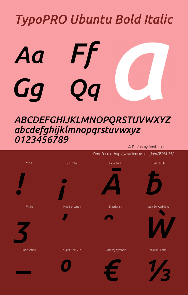 TypoPRO Ubuntu Bold Italic Version 0.80 Font Sample