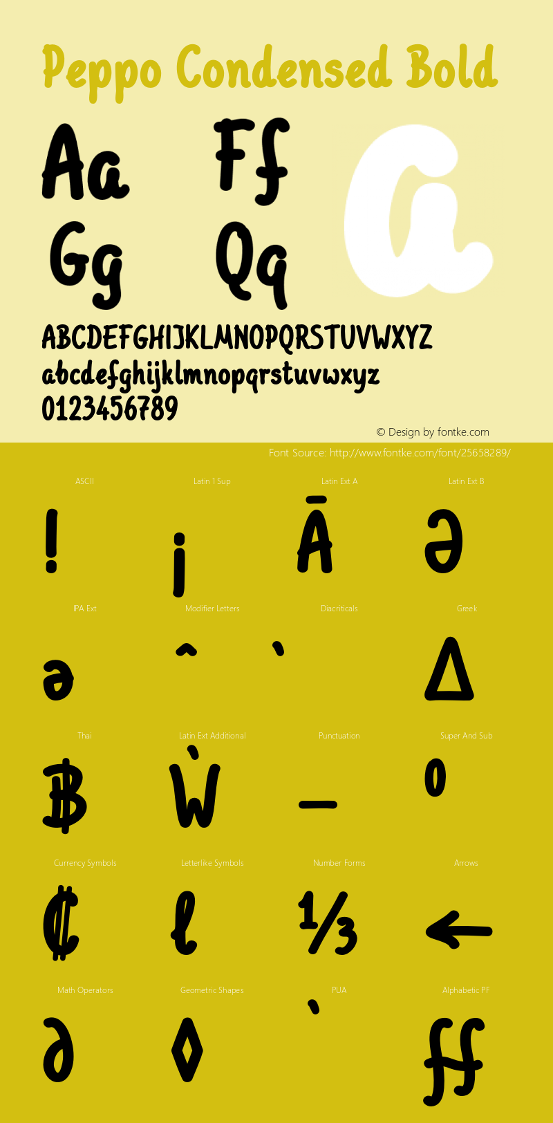 Peppo-CondensedBold Version 1.000 Font Sample