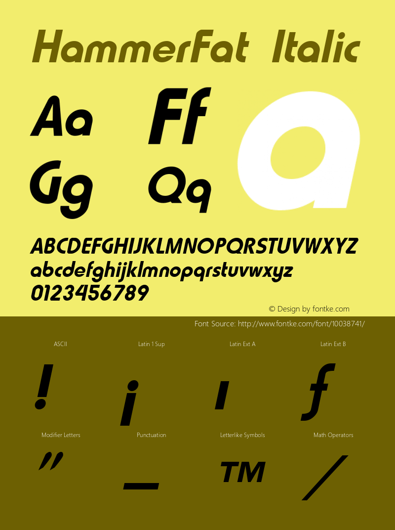 HammerFat Italic The IMSI MasterFonts Collection, tm 1995 IMSI Font Sample