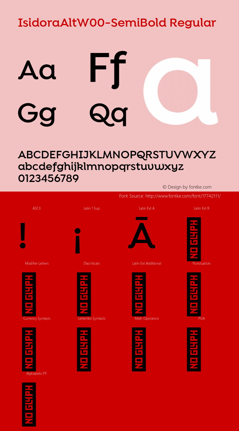 IsidoraAltW00-SemiBold Regular Version 1.00 Font Sample