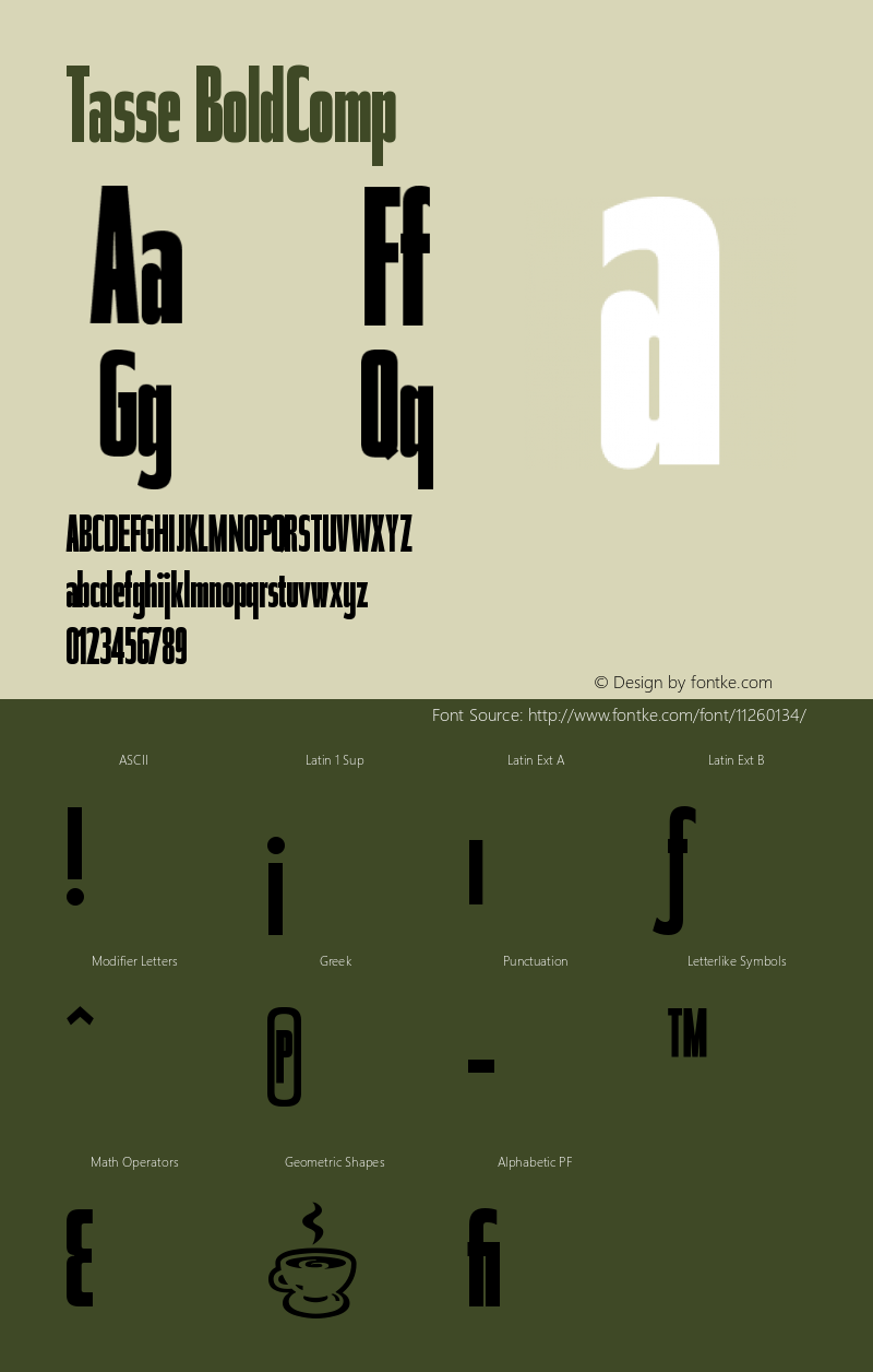 Tasse BoldComp Version 001.000 Font Sample