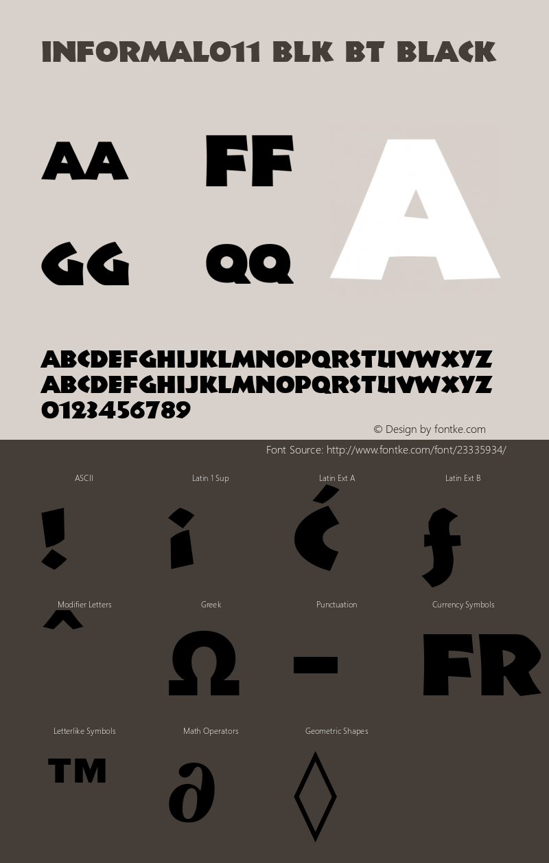 Informal 011 Black BT Version 2.1 Font Sample