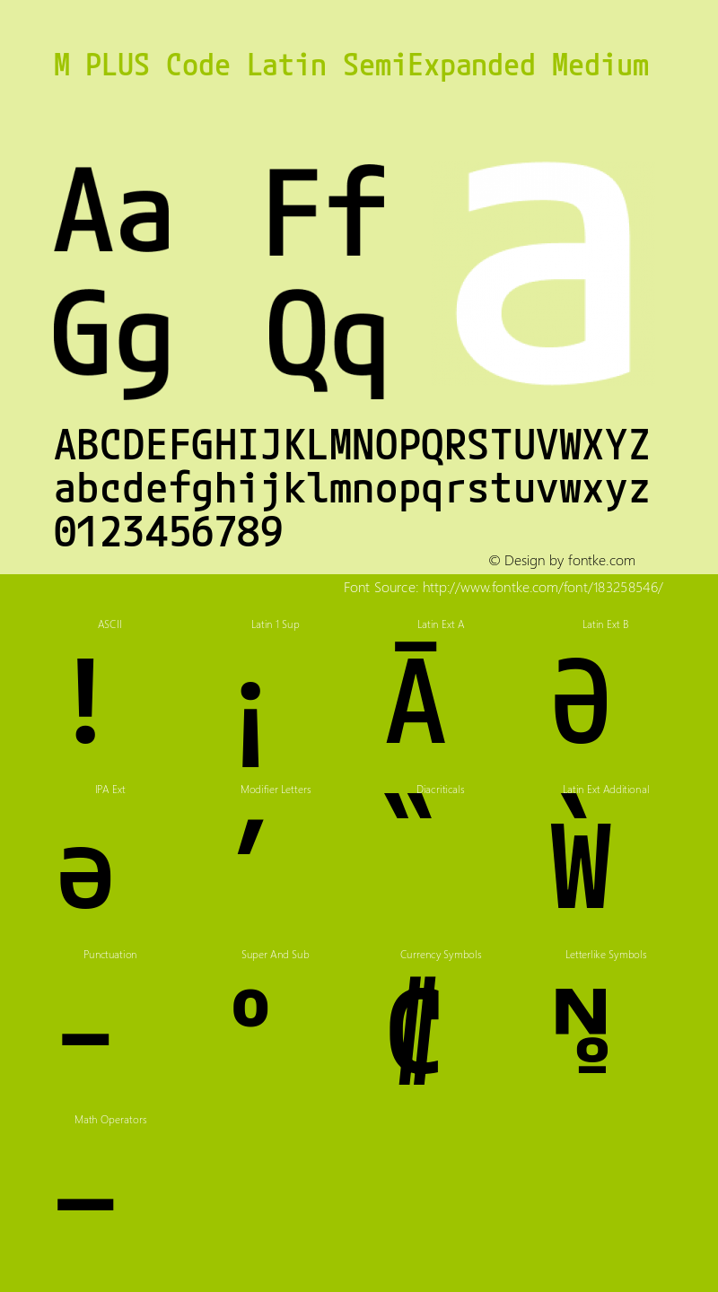 M PLUS Code Latin SemiExpanded Medium Version 1.002; ttfautohint (v1.8.3)图片样张