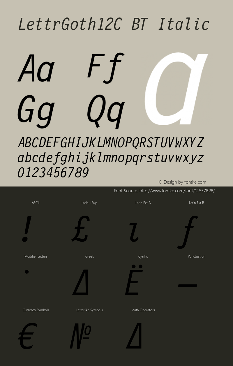 LettrGoth12C BT Italic OTF 1.0;PS 001.000;Core 116;AOCW 1.0 161 Font Sample