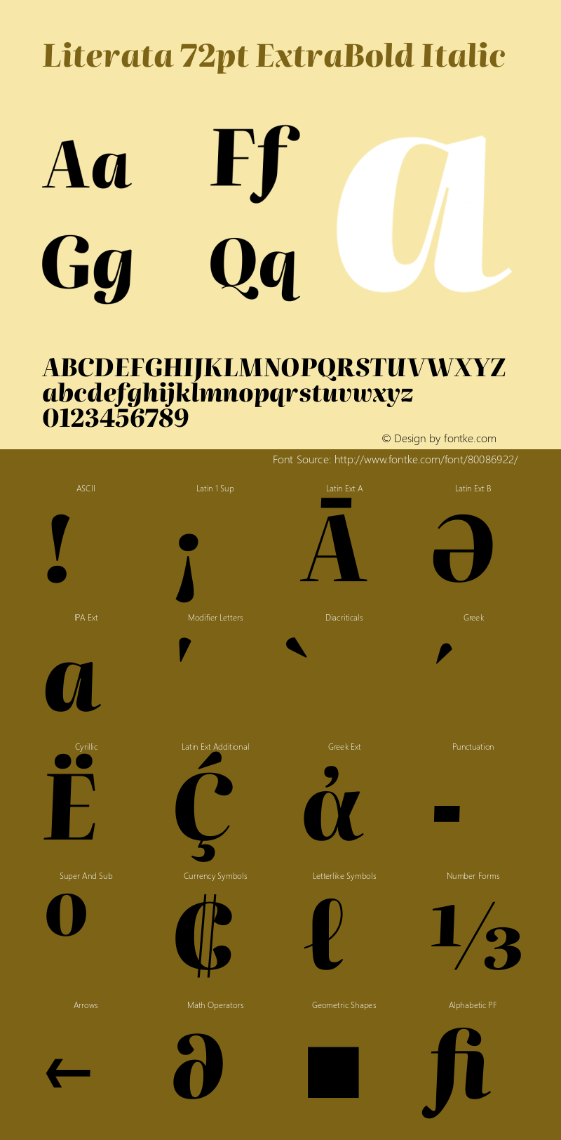 Literata 72pt ExtraBold Italic Version 3.002 Font Sample