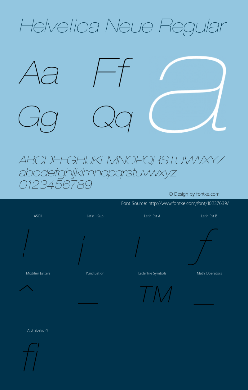 Helvetica Neue Regular 001.000 Font Sample