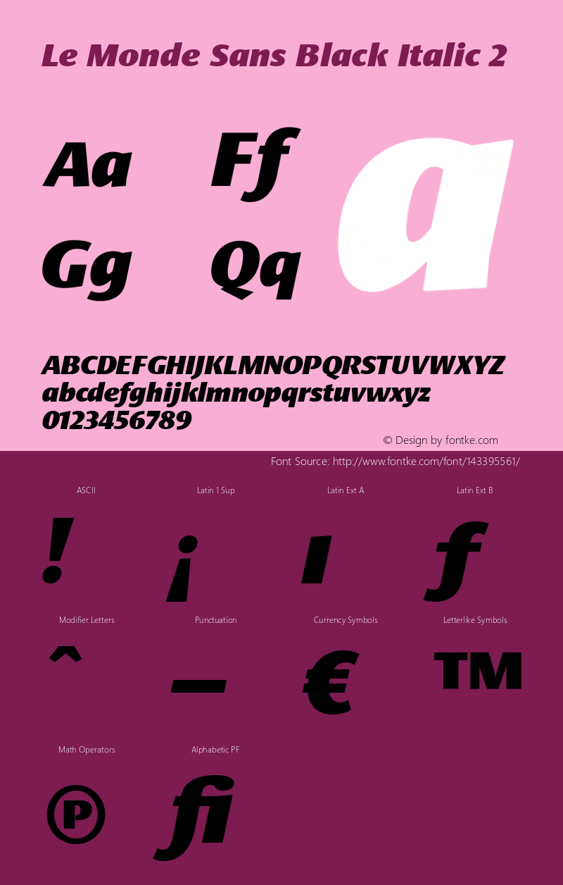 Le Monde Sans Black Italic 2 001.000 Font Sample