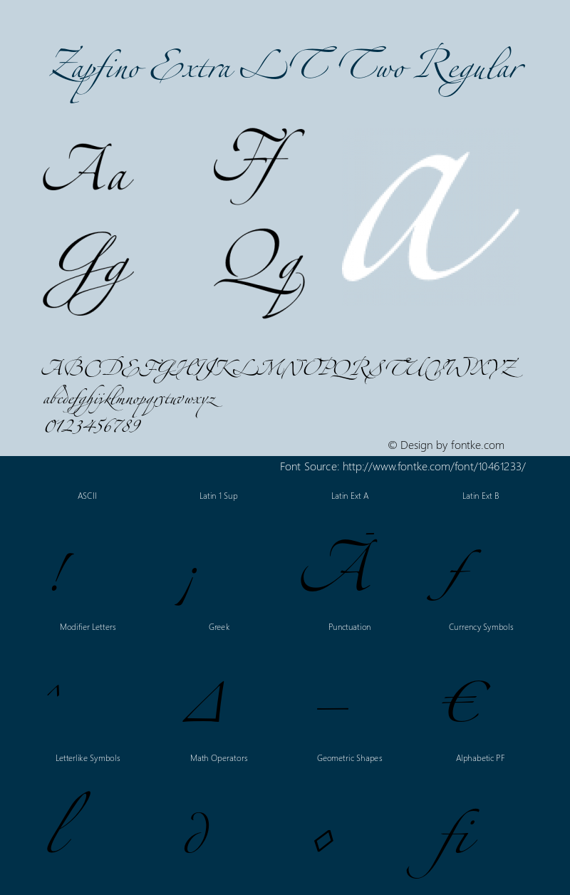 Zapfino Extra LT Two Regular Version 1.000;PS 001.000;Core 1.0.38 Font Sample