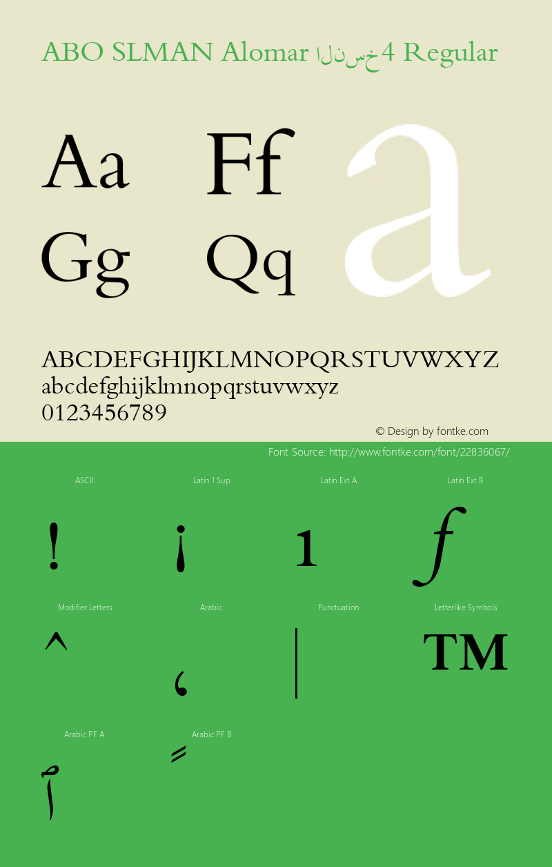 ABO SLMAN Alomar النسخ4 Glyph Systems 5-April-96 Font Sample