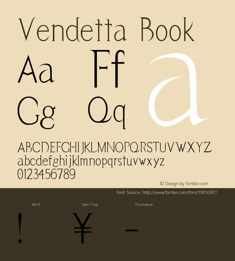 Vendetta Book Version Macromedia Fontograp Font Sample