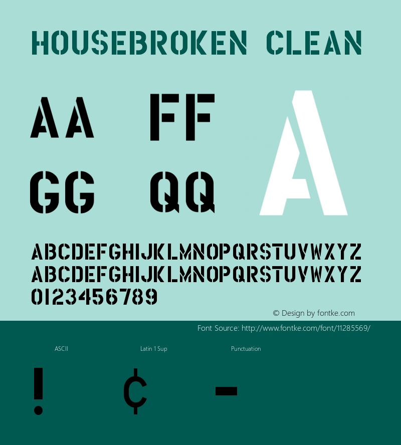 HouseBroken Clean Version 001.000 Font Sample