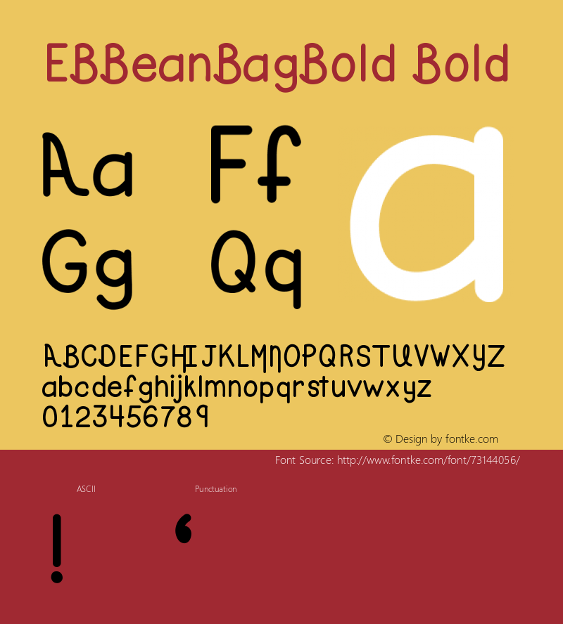 EBBeanBagBold Version 001.000 Font Sample