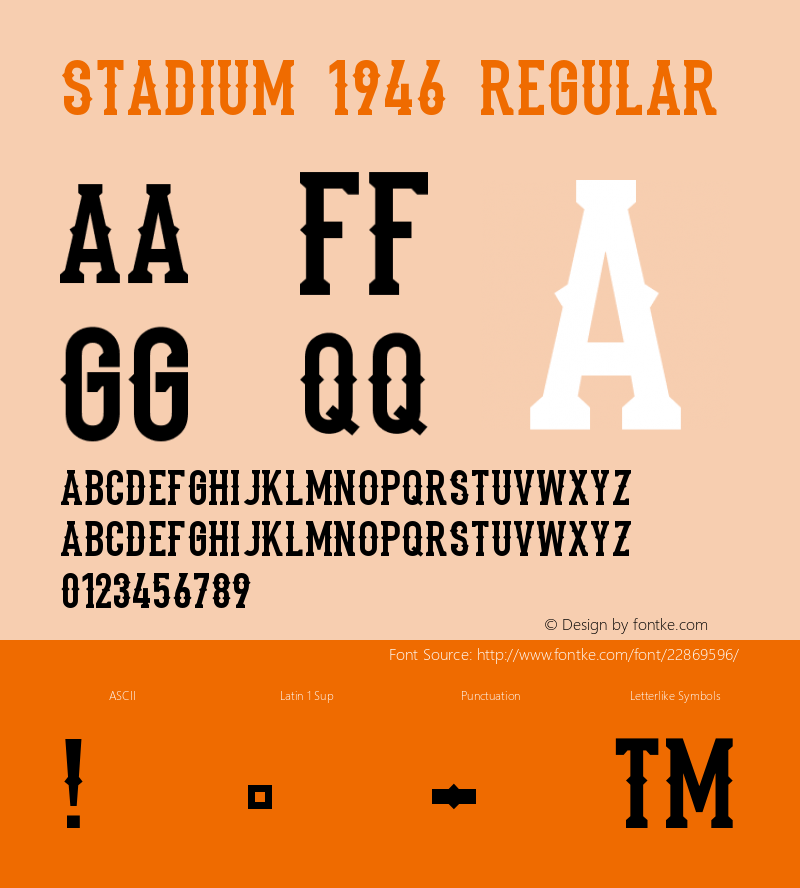 Stadium1946-Regular Version 1.001;PS 001.001;hotconv 1.0.56;makeotf.lib2.0.21325 Font Sample
