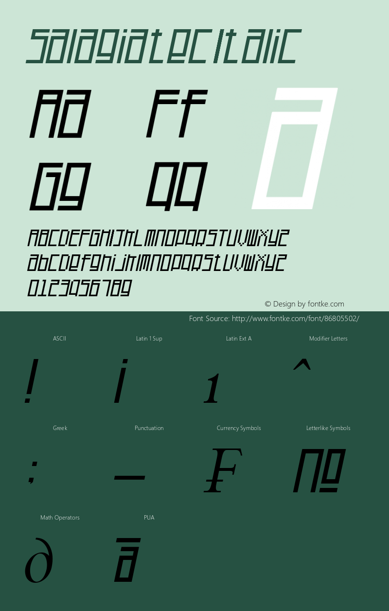 Salagiatec Italic Version 1.00;July 23, 2019;FontCreator 11.5.0.2422 64-bit Font Sample