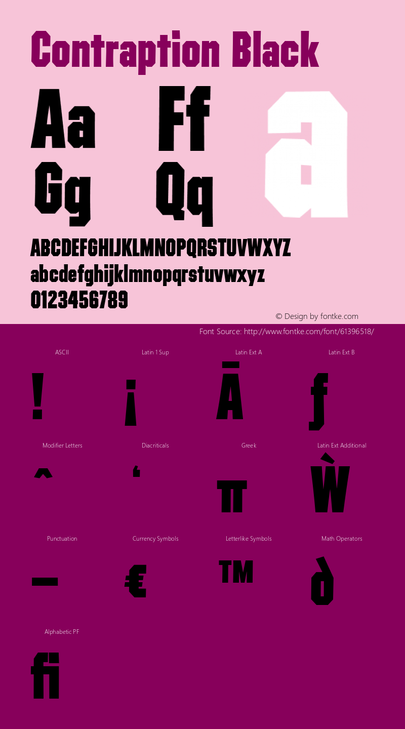 Contraption Black Version 1.001 2015 Font Sample