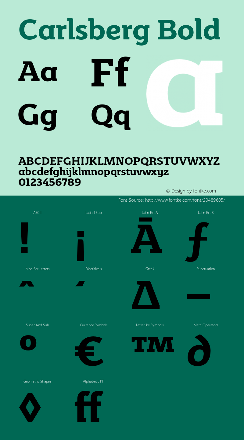 Carlsberg-Bold Version 1.024 Font Sample