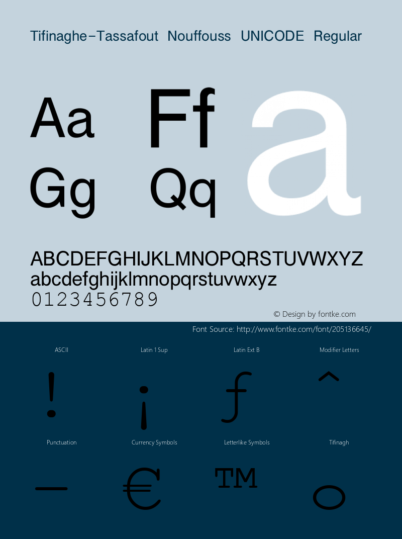 Tassafout Noufouss UNICODE Version 001.000图片样张